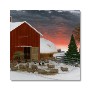 Enjoy this adorable late 19th century oil on canvas of a sleepy winter farm scene by Horatio Shaw, now on a range of gifts and homeware including cushions, tote bags, note books, wall art, canvases and more.