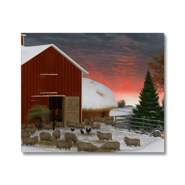 Barnyard in Winter Canvas