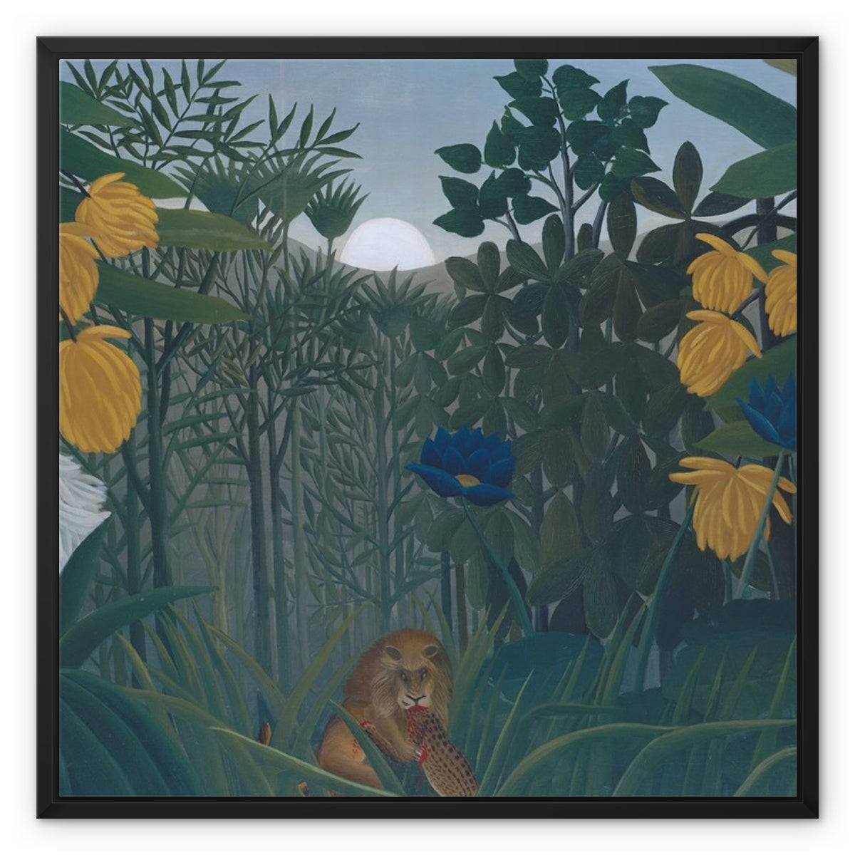 Tropical Forest & The Lion Framed Canvas