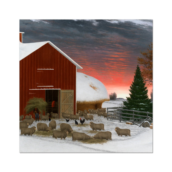 Barnyard in Winter Wall Art Poster