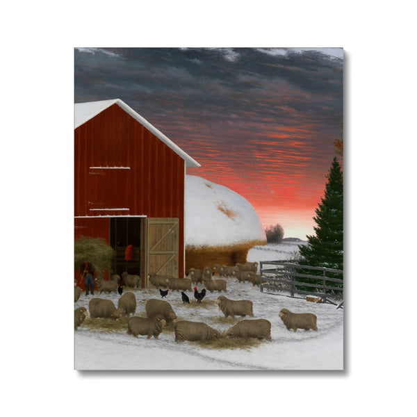 Barnyard in Winter Canvas