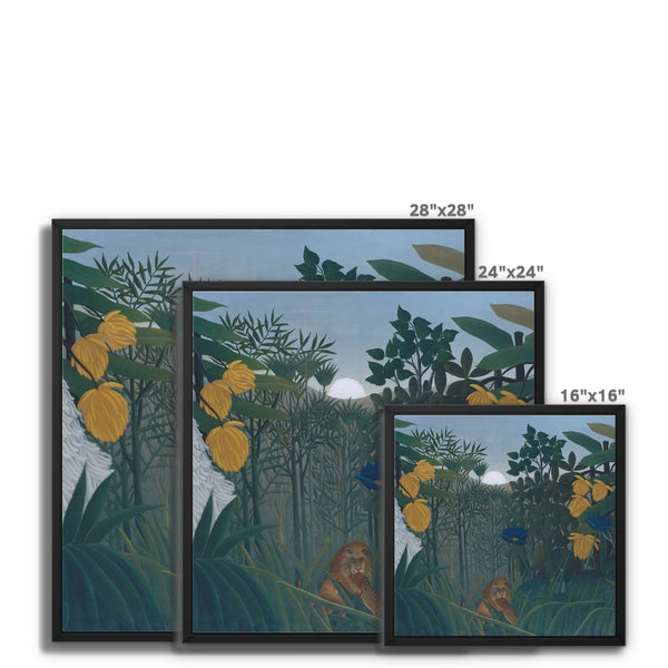 Tropical Forest & The Lion Framed Canvas