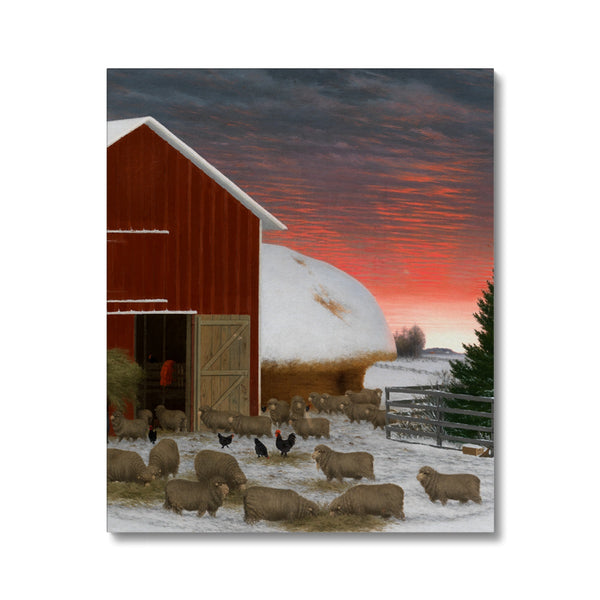 Barnyard in Winter Canvas