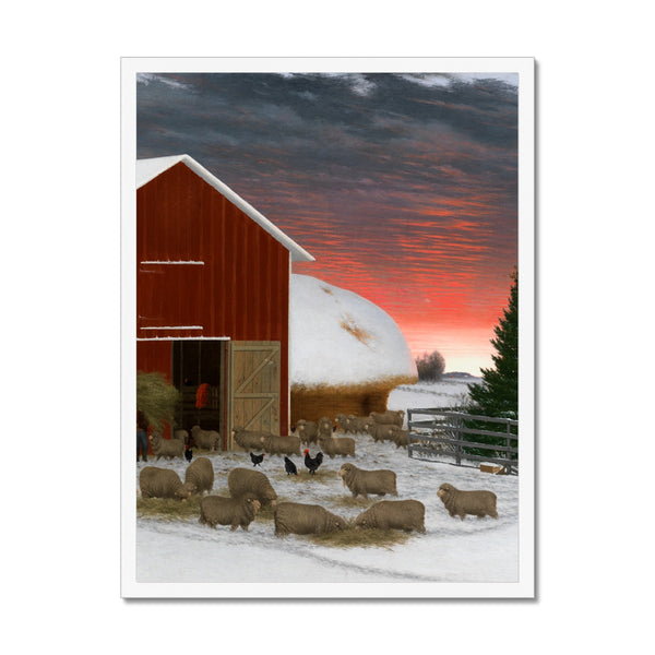 Barnyard in Winter Framed Print