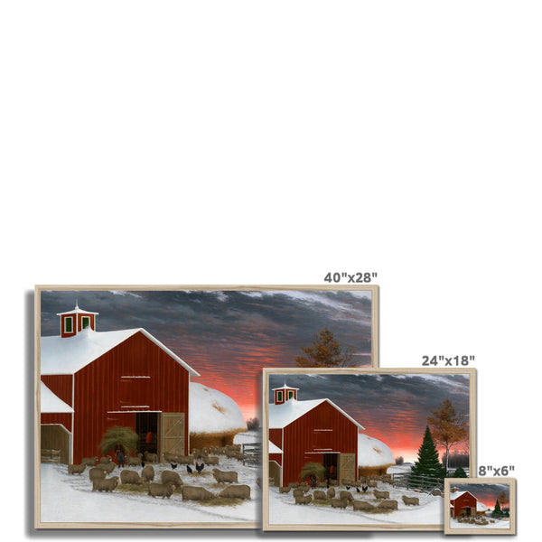 Barnyard in Winter Framed Print