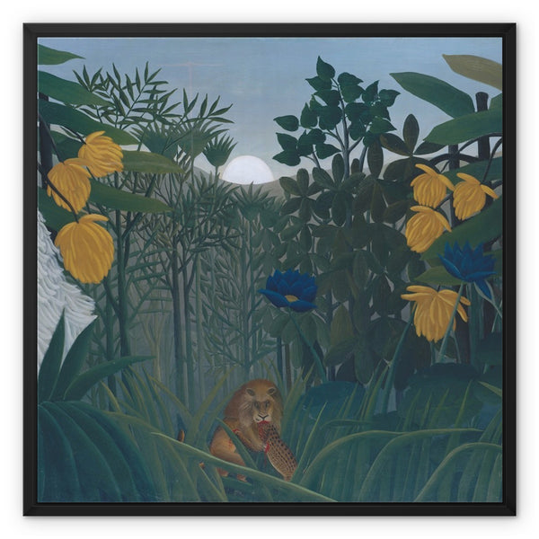 Tropical Forest & The Lion Framed Canvas