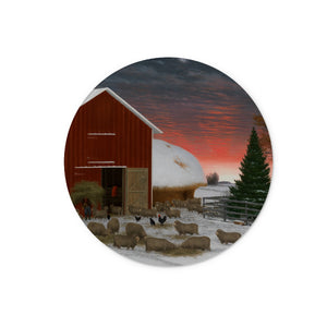 Barnyard in Winter Glass Chopping Board