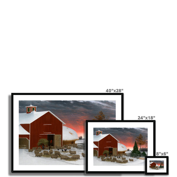 Barnyard in Winter Framed & Mounted Print