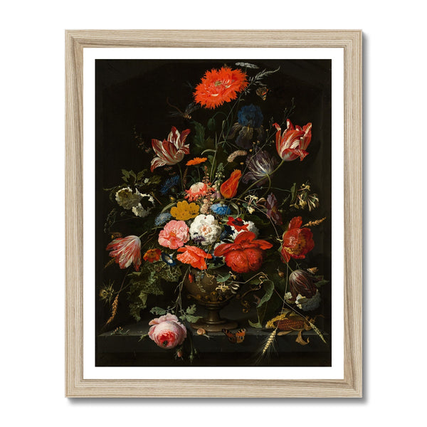 Vintage Metal Vase Flowers Framed Print