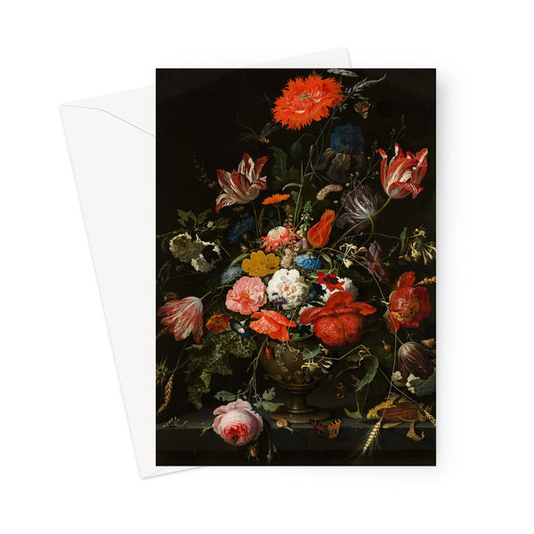 Vintage Metal Vase Flowers Greeting Card