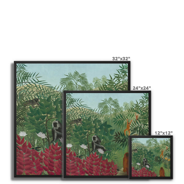 Tropical Forest & Monkeys Framed Canvas