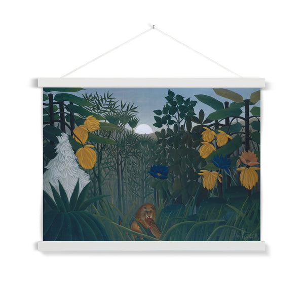 Tropical Forest & The Lion Fine Art Print with Hanger