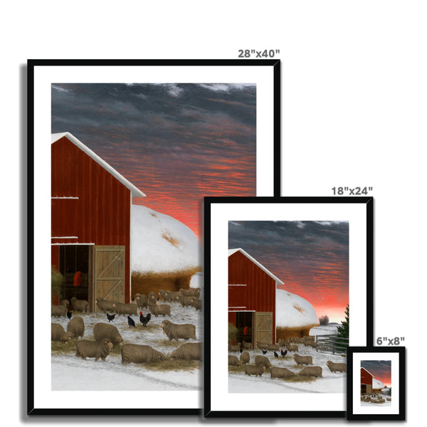 Barnyard in Winter Framed & Mounted Print