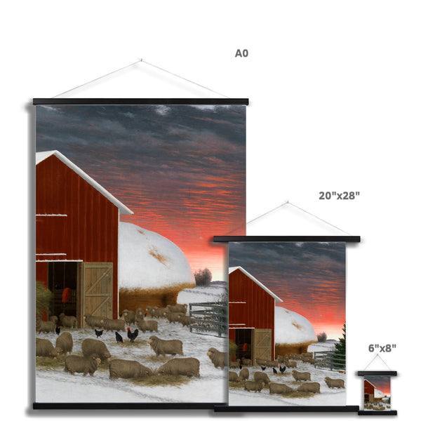 Barnyard in Winter Fine Art Print with Hanger