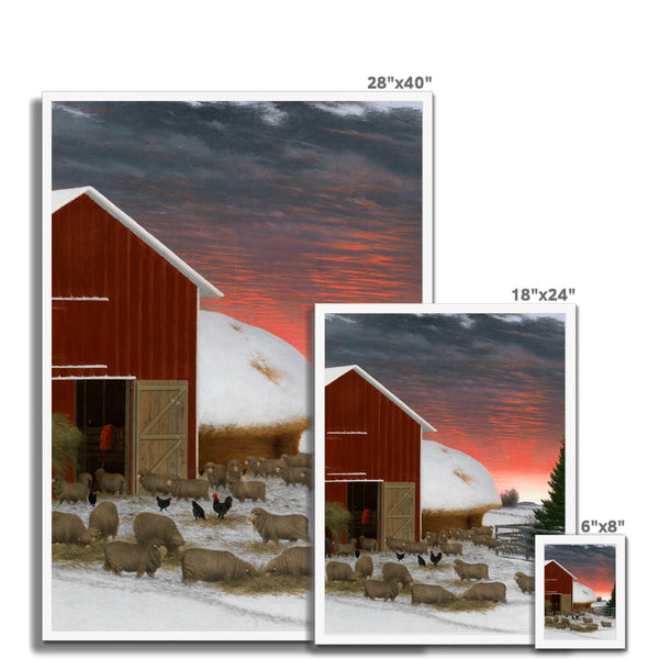 Barnyard in Winter Framed Print