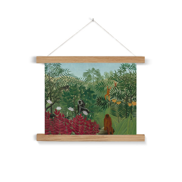 Tropical Forest & Monkeys Fine Art Print with Hanger