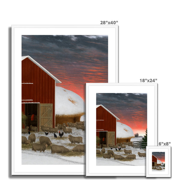 Barnyard in Winter Framed & Mounted Print