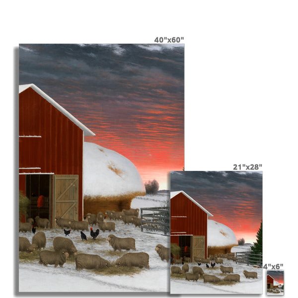 Barnyard in Winter Wall Art Poster