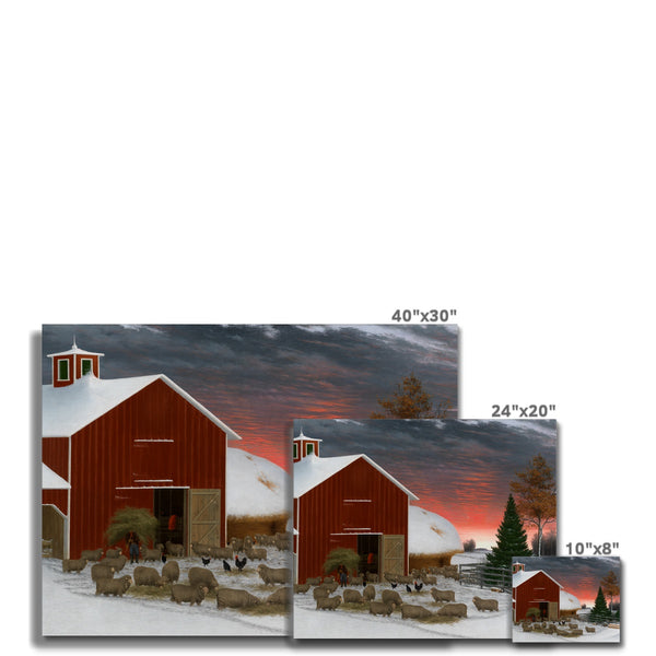 Barnyard in Winter Canvas