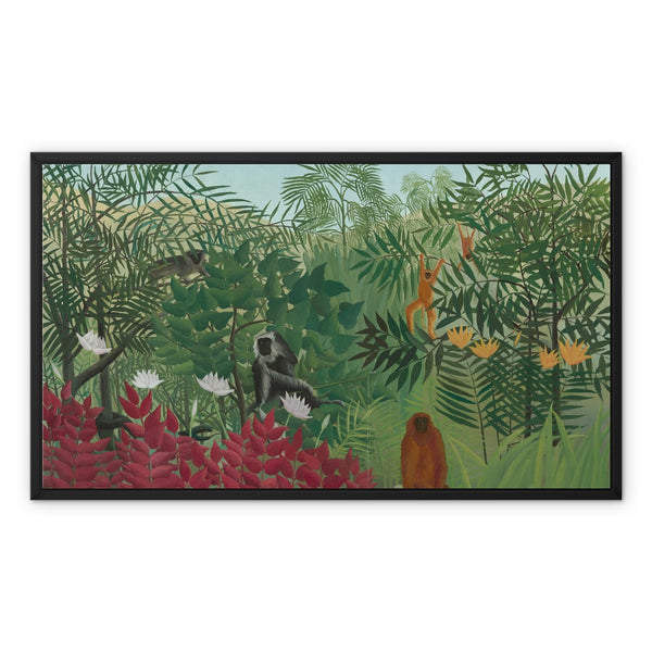 Tropical Forest & Monkeys Framed Canvas