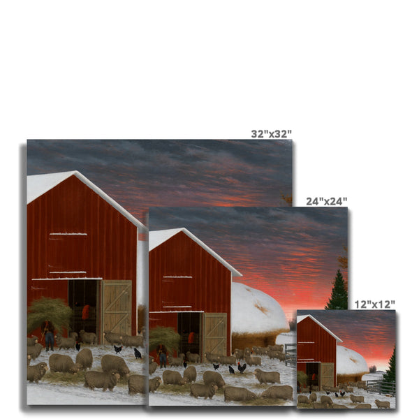 Barnyard in Winter Canvas