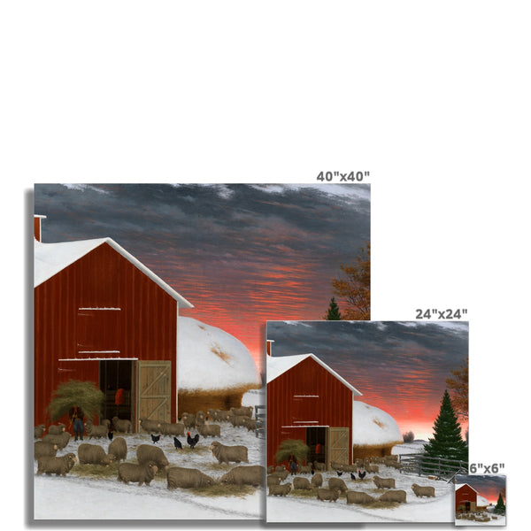 Barnyard in Winter Wall Art Poster