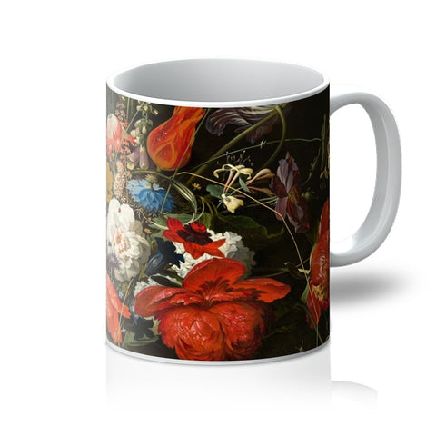 Vintage Metal Vase Flowers Mug