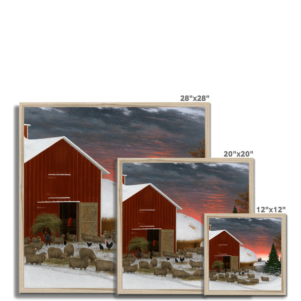 Barnyard in Winter Framed Print