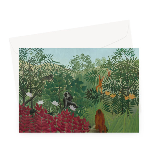 Tropical Forest & Monkeys Greeting Card