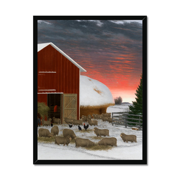 Barnyard in Winter Framed Print