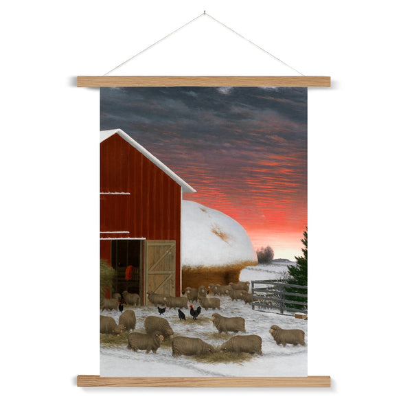 Barnyard in Winter Fine Art Print with Hanger