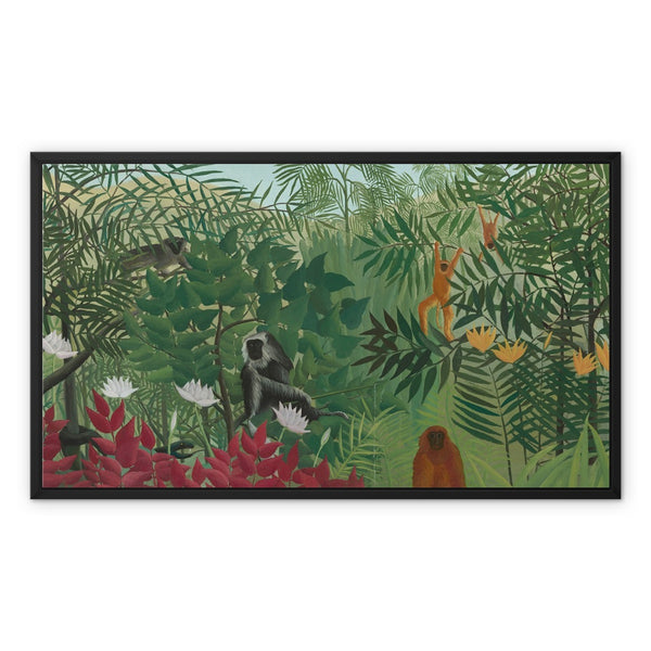 Tropical Forest & Monkeys Framed Canvas