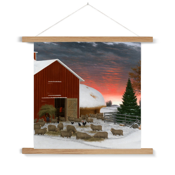 Barnyard in Winter Fine Art Print with Hanger