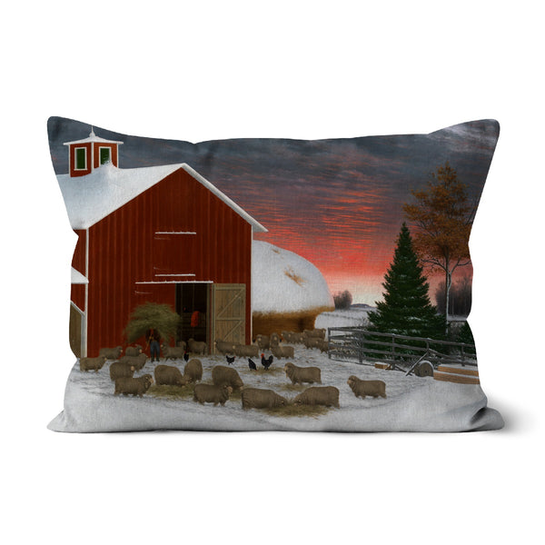 Barnyard in Winter Cushion