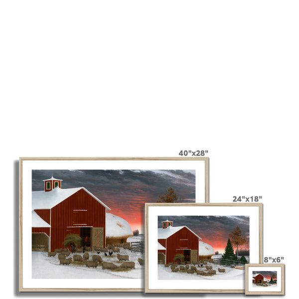 Barnyard in Winter Framed & Mounted Print