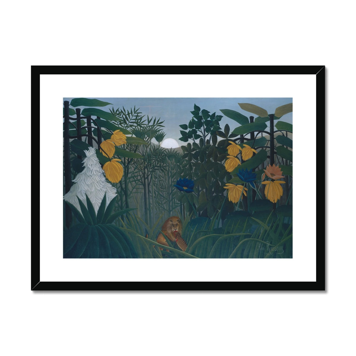 Tropical Forest & The Lion Framed & Mounted Print