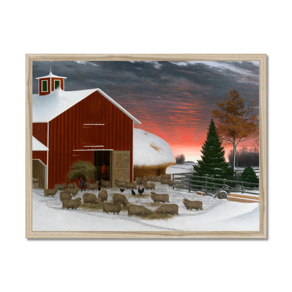 Barnyard in Winter Framed Print