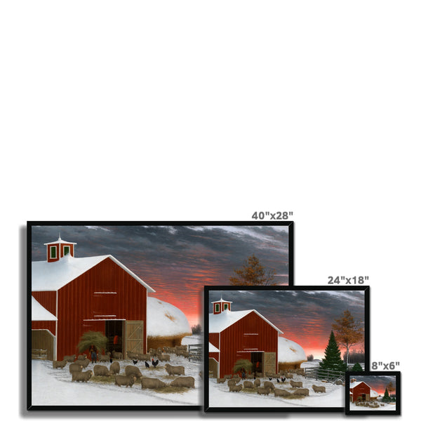 Barnyard in Winter Framed Print