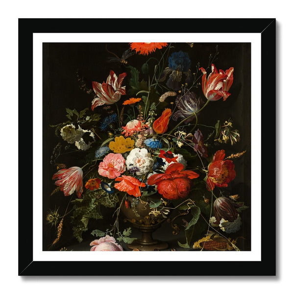 Vintage Metal Vase Flowers Framed Print