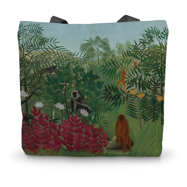 Tropical Forest & Monkeys Canvas Tote Bag