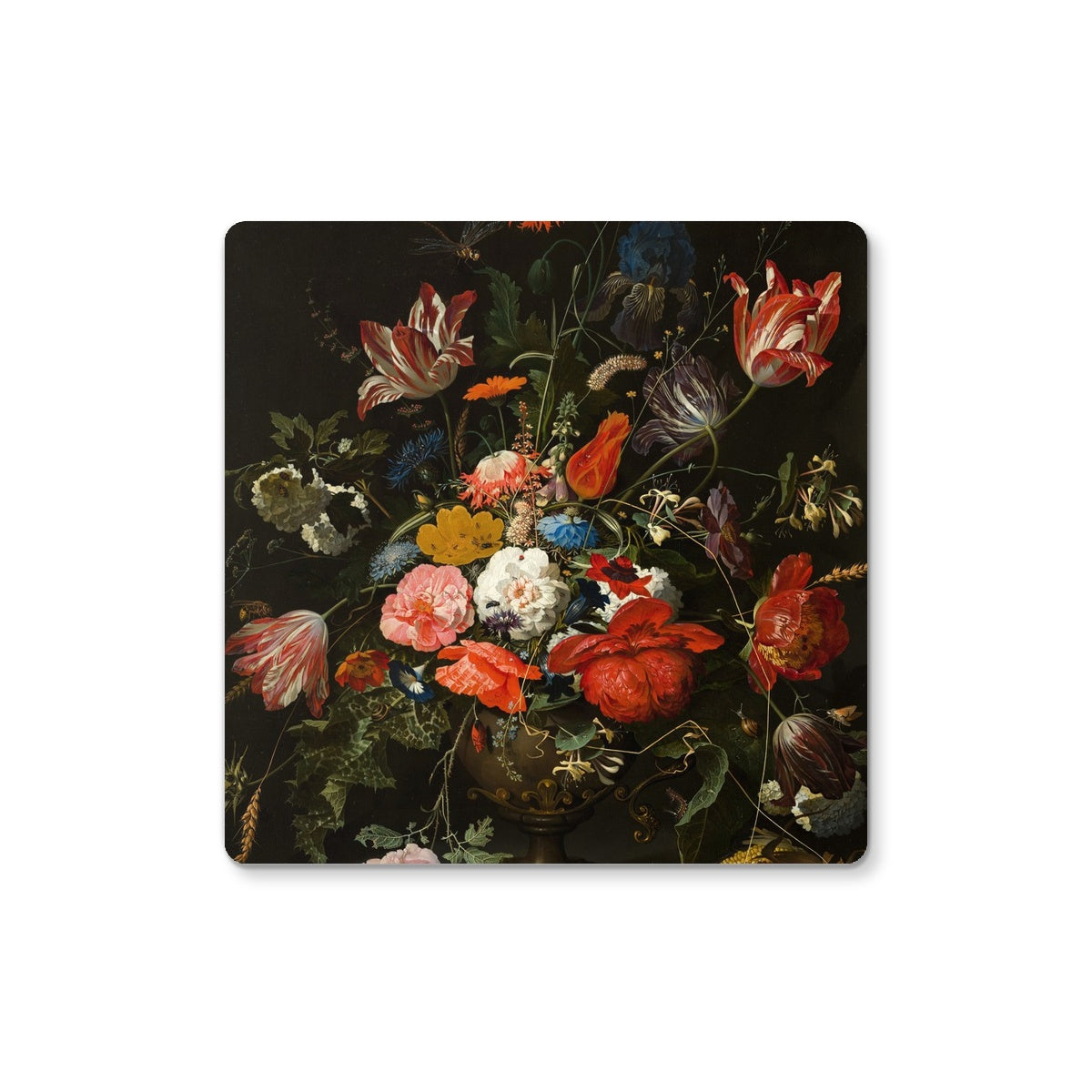 Vintage Metal Vase Flowers Coaster