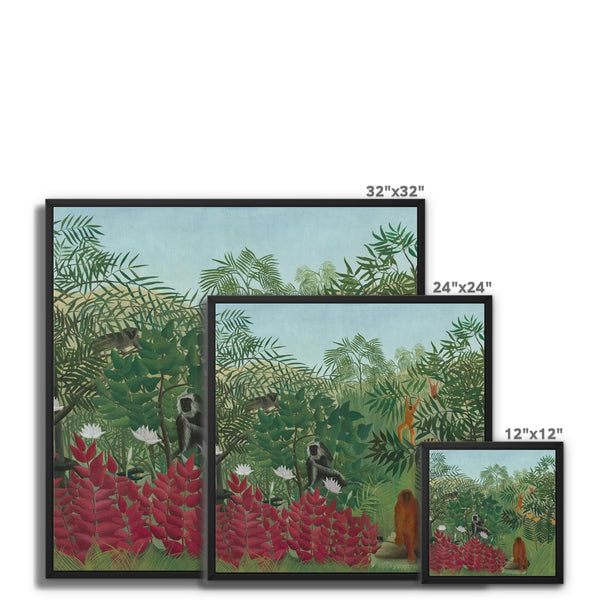 Tropical Forest & Monkeys Framed Canvas