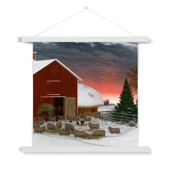 Barnyard in Winter Fine Art Print with Hanger