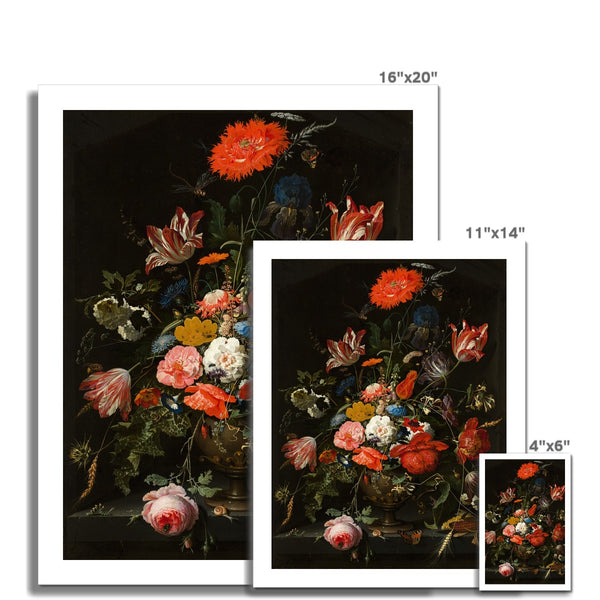 Vintage Metal Vase Flowers Wall Art Poster