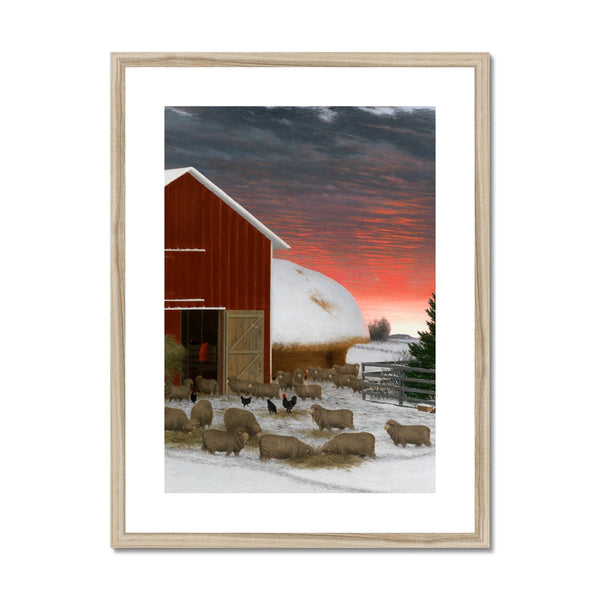 Barnyard in Winter Framed & Mounted Print