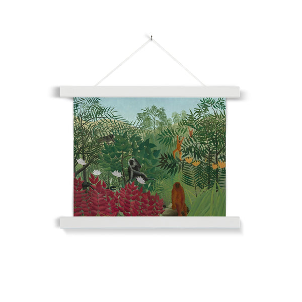 Tropical Forest & Monkeys Fine Art Print with Hanger