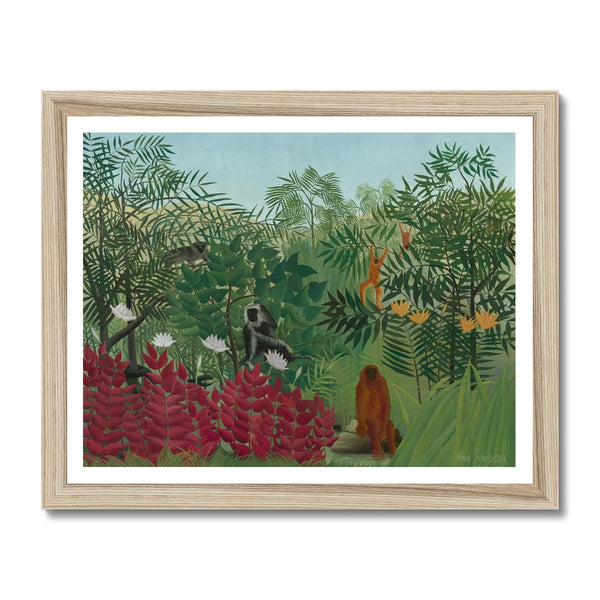 Tropical Forest & Monkeys Framed Print