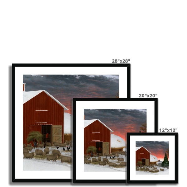 Barnyard in Winter Framed & Mounted Print