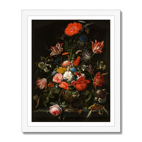 Vintage Metal Vase Flowers Framed Print