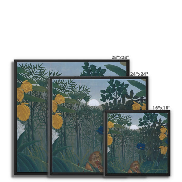 Tropical Forest & The Lion Framed Canvas